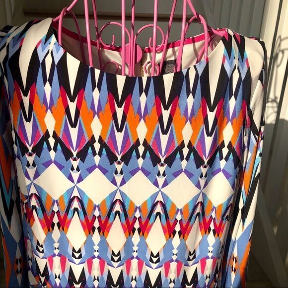 Vince Camuto colorful graphic pattern midi dress 8 - Picture 11 of 14